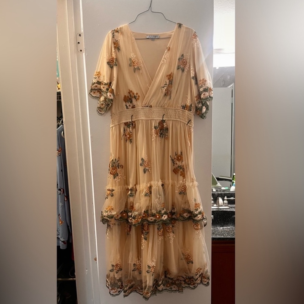 Baltic Born Cream Floral Midi Dress
